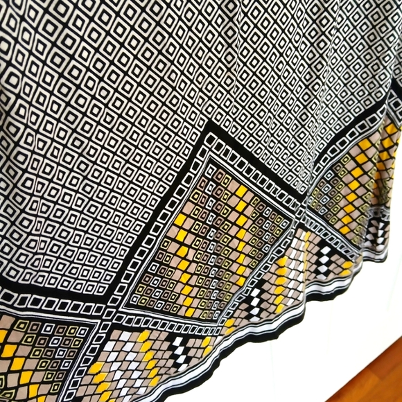 Cato women’s long maxi skirt L flowy Geometric yellow black summer beach party - Picture 3 of 6